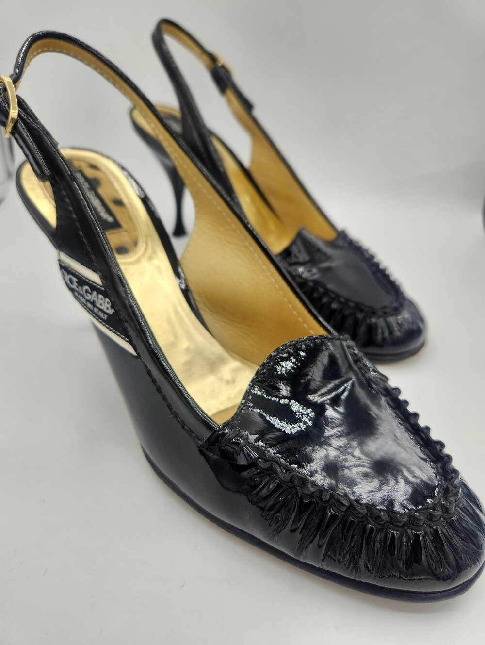 Dolce & Gabbana Black Patent Leather Slingback Heel